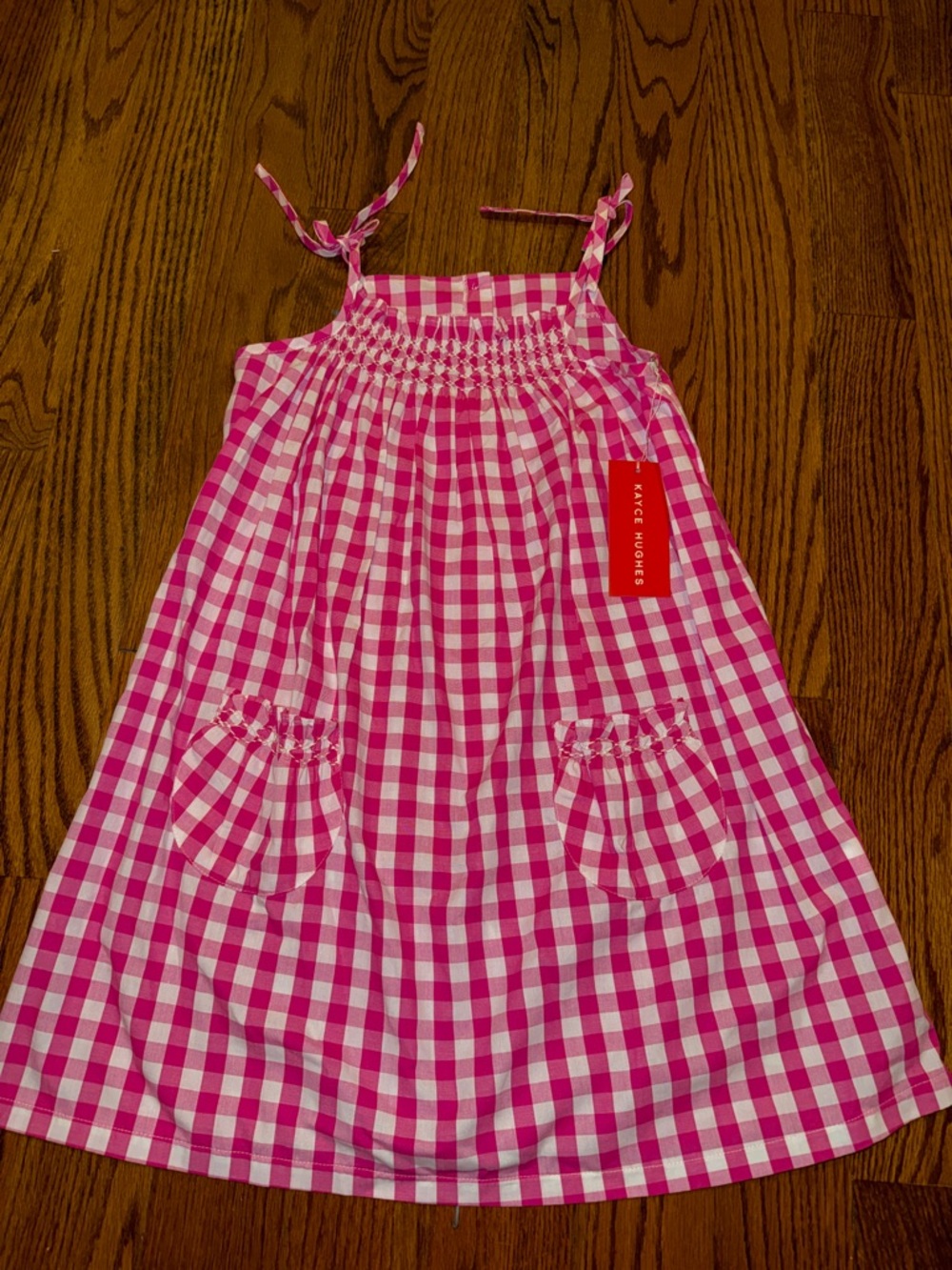 Kayce hughes girls hot pink gingham girls dress size 8 NWT